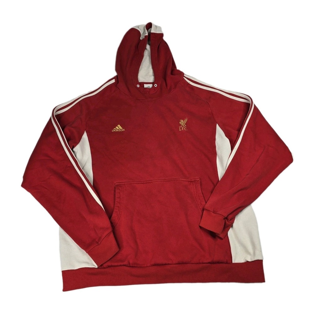 Vintage 2007 Adidas Liverpool FC Hoodie Mens XL Red Gold Liver Bird Soccer XL